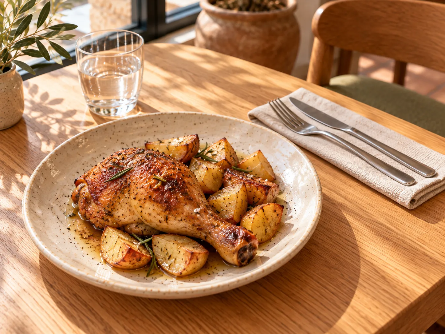 Roast chicken with potatoes